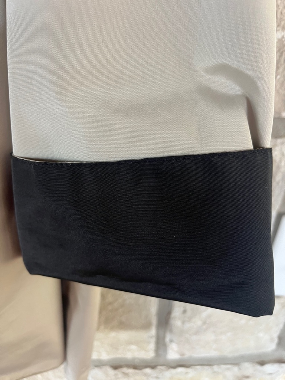 Reversible Tan and Black Hooded Zippered Rain Jacket with Storage Bag - Picture 7 of 8